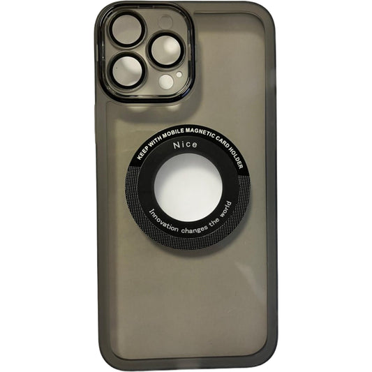 Husa protectie Vivimall pentru Apple iPhone 14 Pro Max decupaj logo, magnetica, Protectie Camera, Negru - vivimall.ro