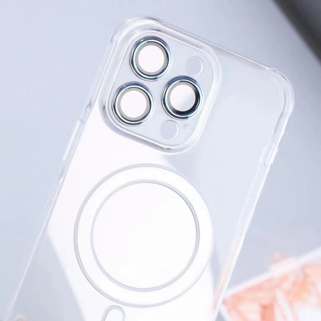 Husa protectie Flippy pentru Apple iPhone 14 Pro Max, MagSafe Silicone, Protectie si folie camera inclusa, protectie camera, Transparent - vivimall.ro