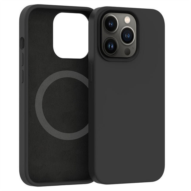 Husa protectie Flippy pentru iPhone 13 Mag Safe, 2 in 1 incarcare si magnet, Soft silicone, Negru - vivimall.ro