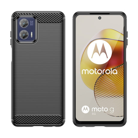 Husă TPU carbon neagră pentru Moto G13 G23, detaliu textură carbon pe spate