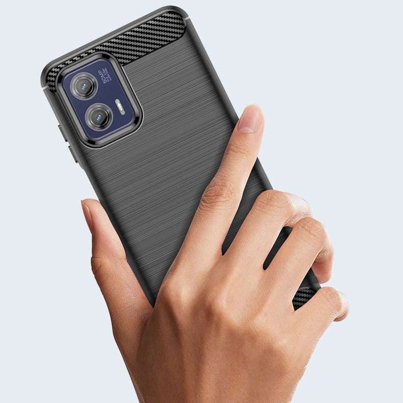 Husa de Protectie pentru Motorola Moto G13 / G23, Flippy, Protectie 360, din TPU cu element de Carbon, Anti Alunecare, 1.8 mm, Negru - vivimall.ro