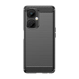 Husă silicon TPU OnePlus Nord CE3 Lite, textură periată neagră cu element carbon, vedere frontală