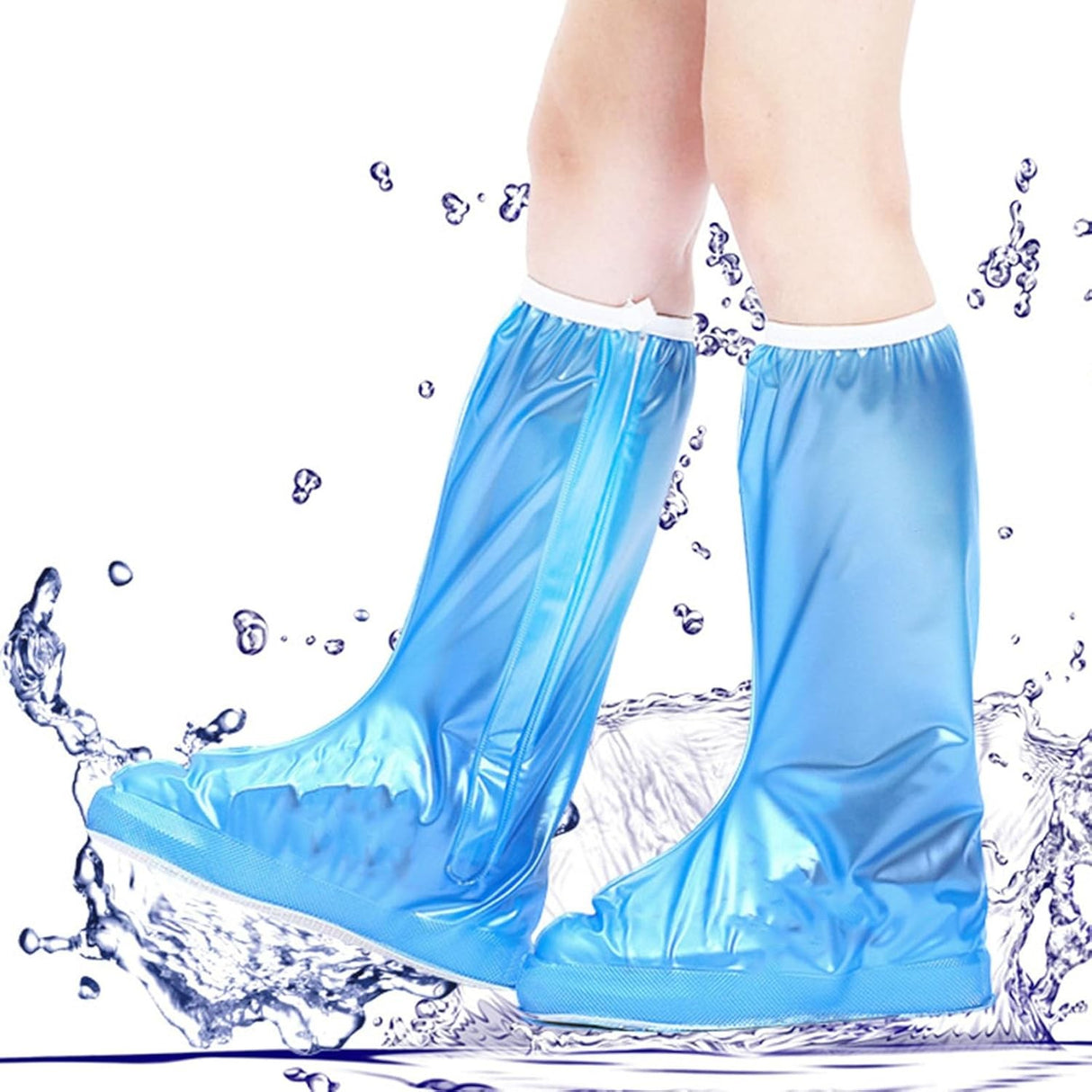 Protectie Incaltaminte pentru Ploaie si Noroi, Flippy, Impermeabila, Talpa Antiderapanta, cu Fermoar si Capsa, Inaltime 40 cm, Marime XXL 42-43, Albastru - vivimall.ro