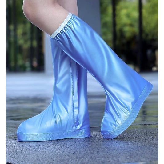 Protectie Incaltaminte pentru Ploaie si Noroi, Vivimall, Impermeabila, Talpa Antiderapanta, cu Fermoar si Capsa, Inaltime 40 cm, Marime XXL 42-43, Albastru - vivimall.ro
