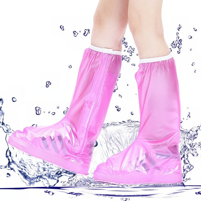 Protectie Incaltaminte pentru Ploaie si Noroi, Flippy, Impermeabila, Talpa Antiderapanta, cu Fermoar si Capsa, Inaltime 40 cm, Marime S 34-35, Roz - vivimall.ro