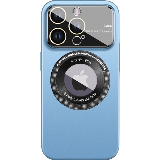 Husa protectie MagSafe Kathy Tech, Vivimall, pentru Apple iPhone 14 Pro Max, Dublu Cerc, Albastru Deschis - vivimall.ro
