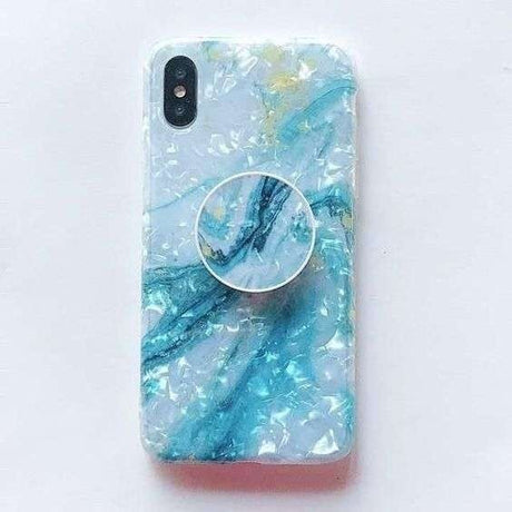 Husa protectie pentru Apple iPhone 11 Pro Max Soft IMD TPU Marble Albastru Suport inclus - vivimall.ro