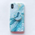 Husă iPhone 11 Pro Max TPU Marble albastru cu suport inclus, vedere frontală și spate