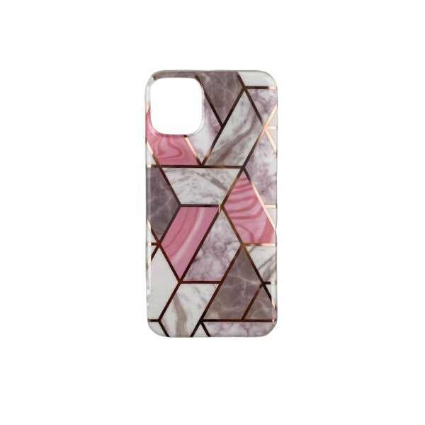Husa protectie pentru Apple iPhone 11 Pro Max Soft IMD TPU Marble Geometric Alb - vivimall.ro