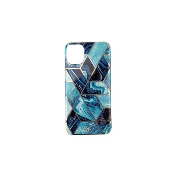 Husa protectie pentru Apple iPhone 11 Pro Max Soft IMD TPU Marble Geometric Albastru - vivimall.ro