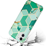 Husa protectie pentru Apple iPhone 11 Pro Max Soft IMD TPU Marble Geometric Verde - vivimall.ro