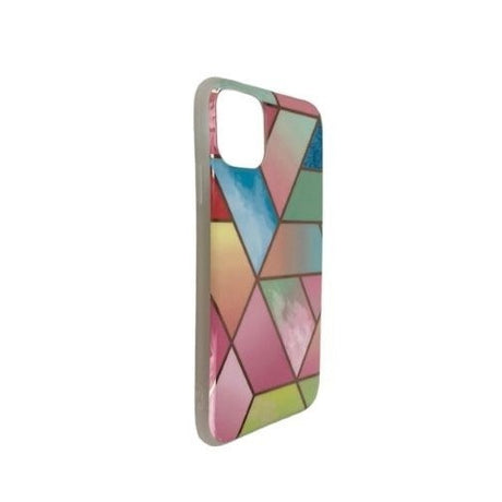 Husa protectie pentru Apple iPhone 11 Pro Soft IMD TPU Marble Geometric Roz - vivimall.ro