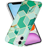 Husa protectie pentru Apple iPhone 11 Pro Soft IMD TPU Marble Geometric Verde - vivimall.ro