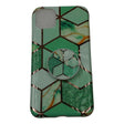 Husă iPhone 11 Pro Max TPU Marble Geometric verde cu suport, vedere frontală — model Soft IMD