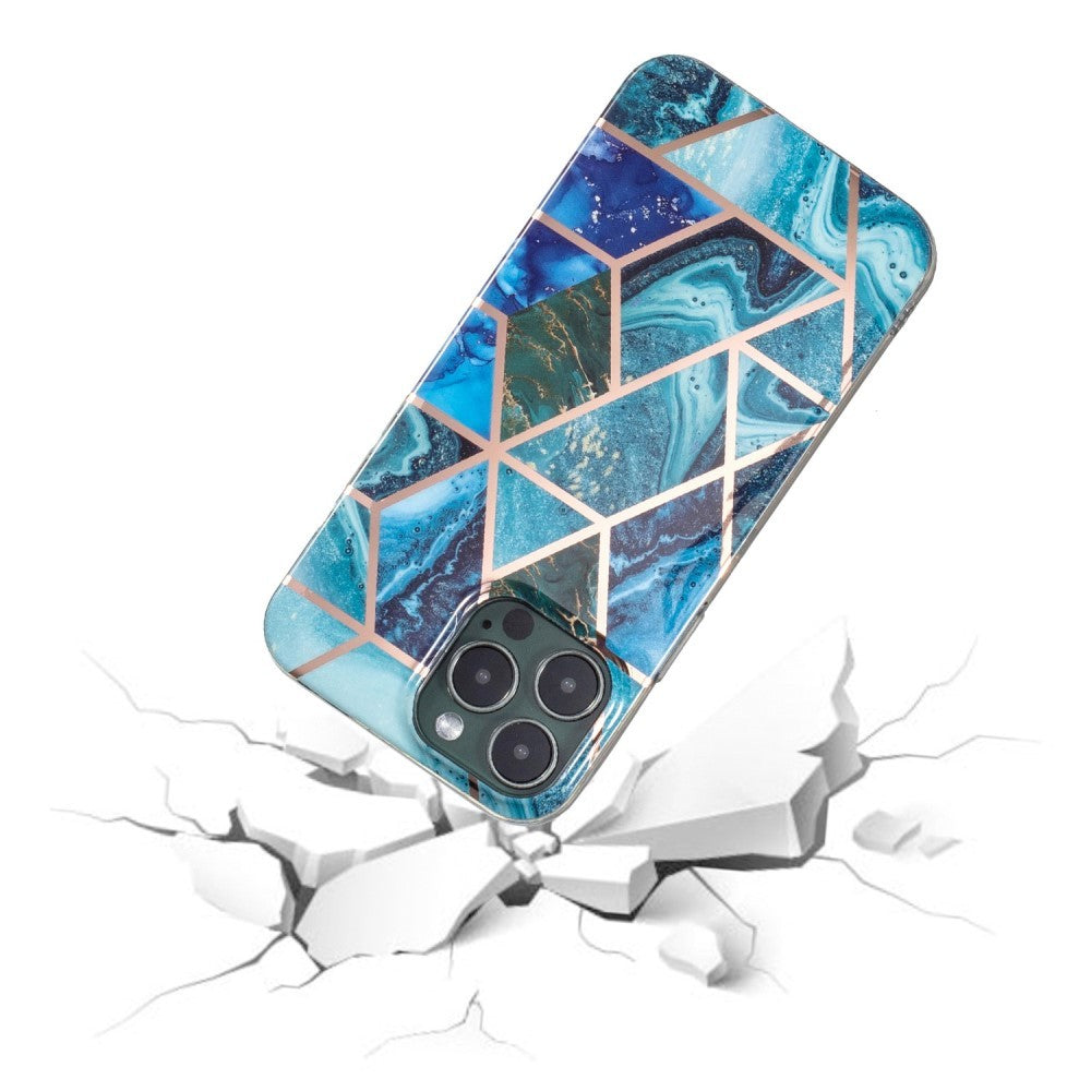 Husa protectie pentru Apple iPhone SE 2020 Soft IMD TPU Marble Geometric Albastru - vivimall.ro