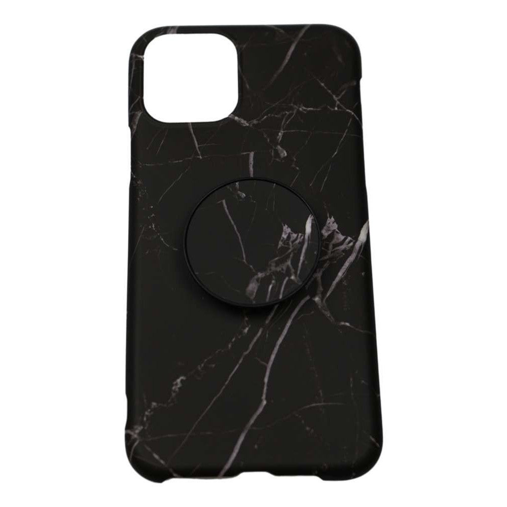 Husa protectie pentru Apple iPhone SE 2020 Soft IMD TPU Marble Negru Suport inclus - vivimall.ro