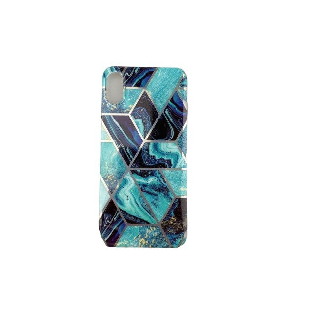 Husa protectie pentru Apple iPhone X/XS Soft IMD TPU Marble Geometric Albastru - vivimall.ro