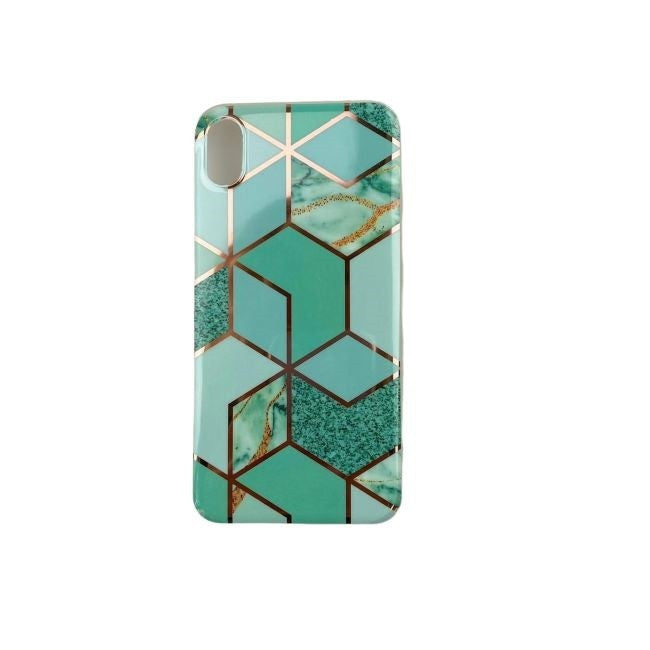 Husa protectie pentru Apple iPhone X/XS Soft IMD TPU Marble Geometric Verde - vivimall.ro