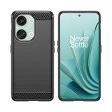 Husă protecție OnePlus Nord 3 negru, design carbon, silicon TPU flexibil, vedere spate