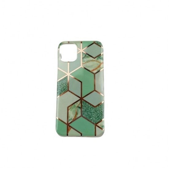 Husa protectie pentru Samsung A21S Soft IMD TPU Marble Geometric Verde - vivimall.ro