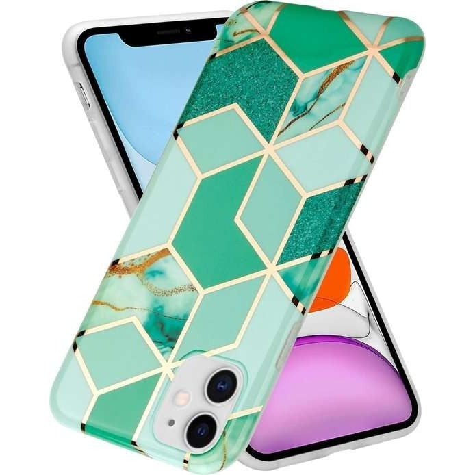 Husa protectie pentru Samsung S10E Soft IMD TPU Marble Geometric Verde - vivimall.ro