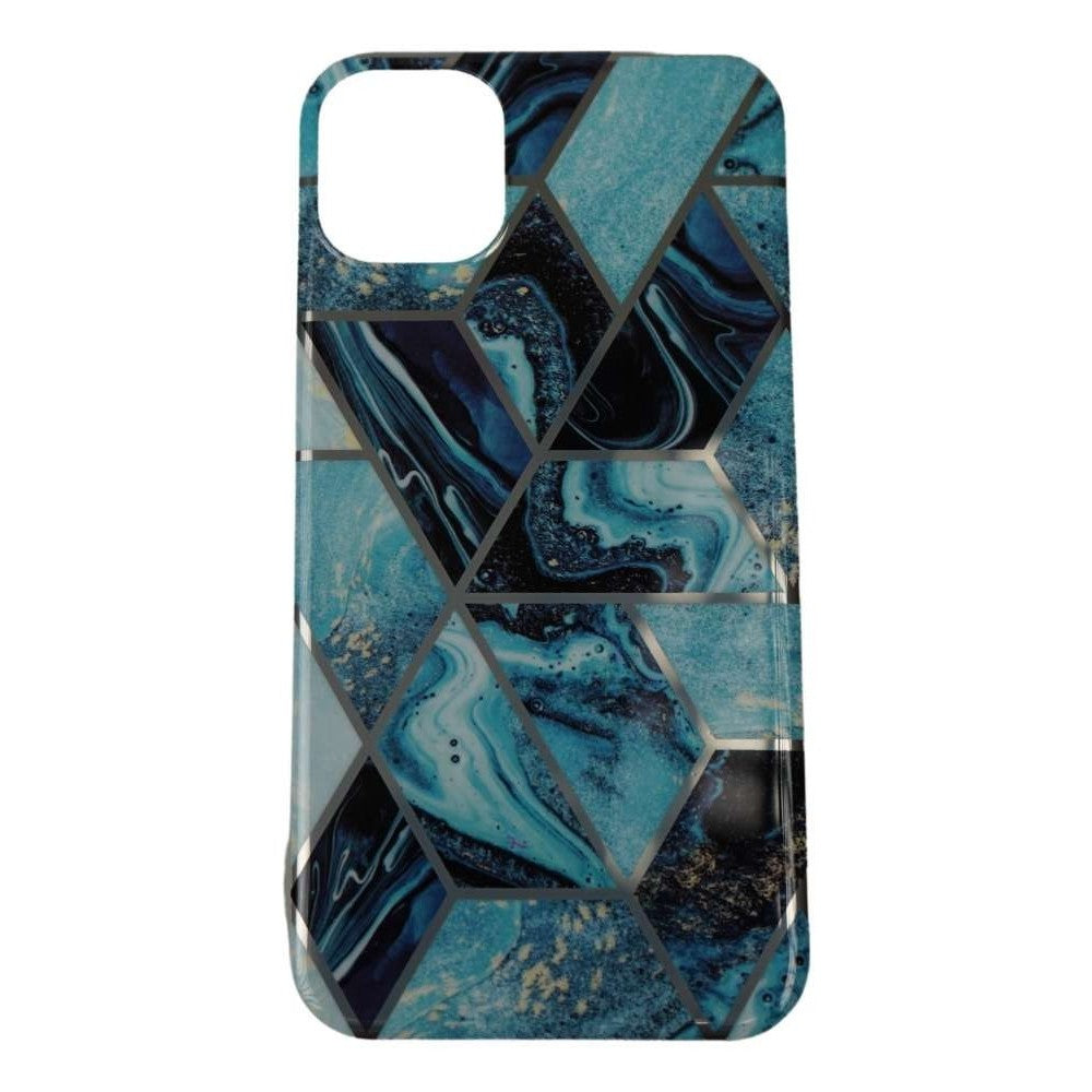 Husa protectie pentru Samsung S21 Ultra Soft IMD TPU Marble Geometric Albastru - vivimall.ro
