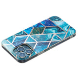 Husa protectie pentru Samsung S21 Ultra Soft IMD TPU Marble Geometric Albastru - vivimall.ro