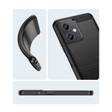 Husa Protectie pentru Xiaomi Redmi Note 12 5G, Vivimall, din Silicon TPU Moale, Textura Periat, Anti Cadere, cu Element Carbon, Negru - vivimall.ro