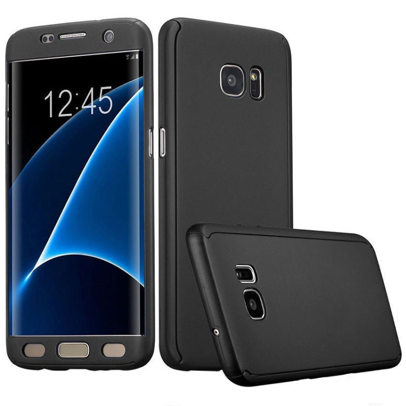 Husa Samsung Galaxy A7 2017 Full Cover 360 Negru + Folie de protectie - vivimall.ro