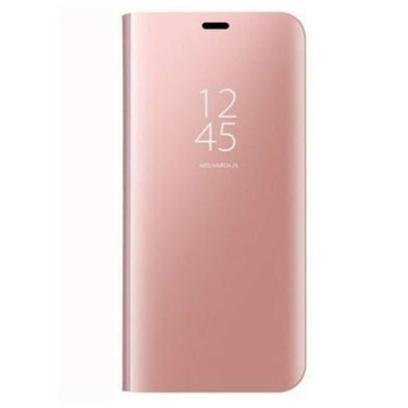 Husa Samsung Galaxy A7 2018 Flip Cover Oglinda Roz Auriu - vivimall.ro