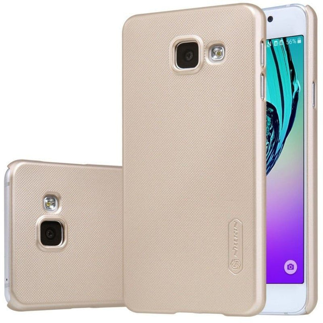 Husa Samsung Galaxy J3 2016 Nillkin Frosted Shield Auriu + Folie de protectie - vivimall.ro