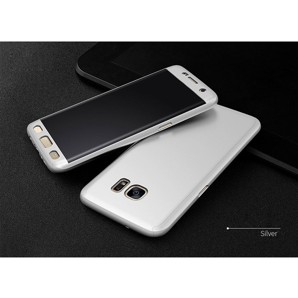 Husa Samsung Galaxy S7 Edge Full Cover 360 Argintiu + Folie de protectie - vivimall.ro