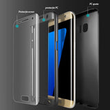 Husa Samsung Galaxy S7 Edge Full Cover 360 Auriu + Folie de protectie - vivimall.ro