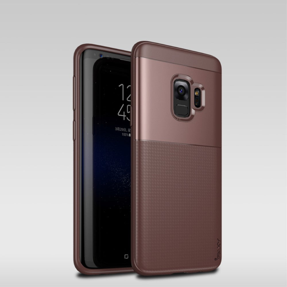 Husa Samsung Galaxy S9 Ipaky Elegant Grid Design TPU Hybrid Maro - vivimall.ro