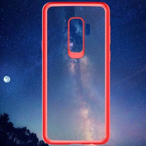 Husa Samsung Galaxy S9 Plus Tpu Transparent cu margini colorate rosu - vivimall.ro