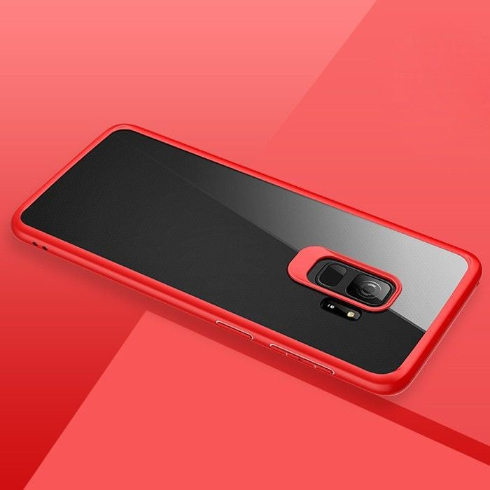 Husa Samsung Galaxy S9 Plus Tpu Transparent cu margini colorate rosu - vivimall.ro