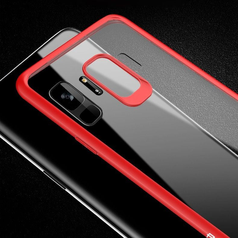 Husa Samsung Galaxy S9 Tpu Transparent cu margini colorate rosu - vivimall.ro