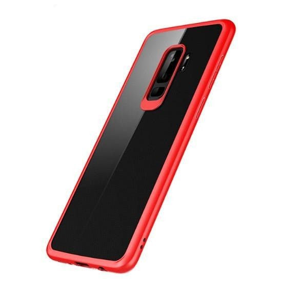 Husa Samsung Galaxy S9 Tpu Transparent cu margini colorate rosu - vivimall.ro