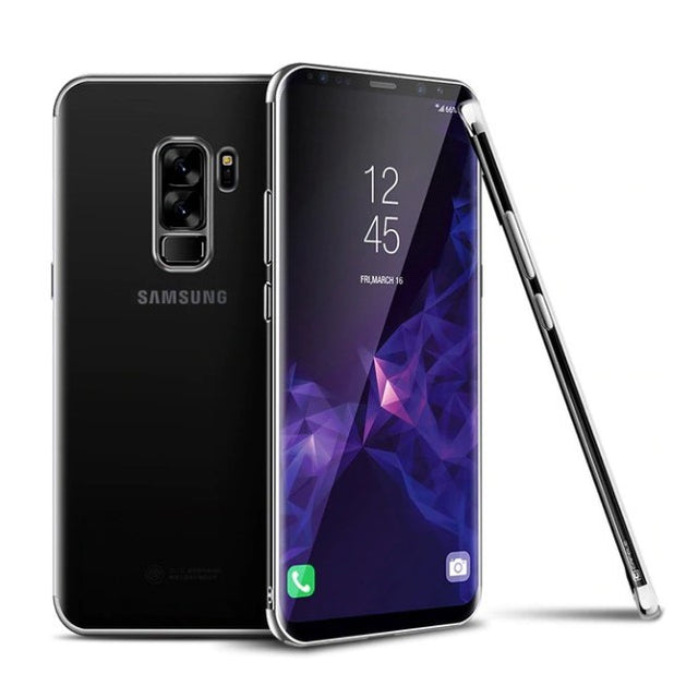 Husa Samsung Galaxy S9 Transparent cu Margini Argintii - vivimall.ro