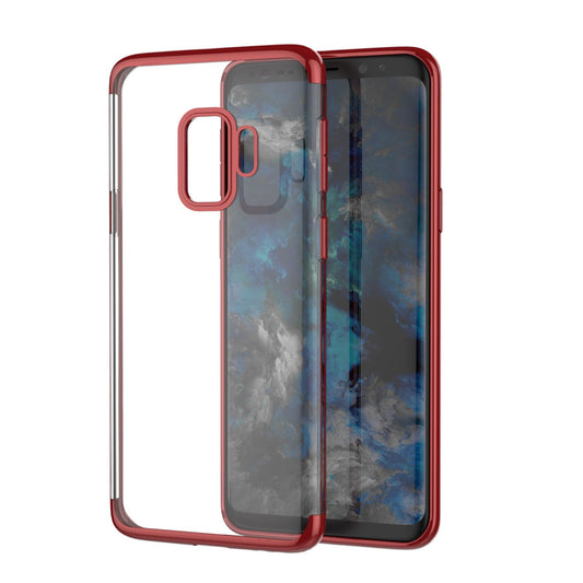 Husa Samsung Galaxy S9 Transparent cu Margini Rosii - vivimall.ro