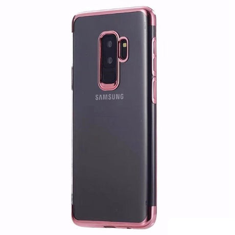Husa Samsung Galaxy S9 Transparent cu Margini Roz-Aurii - vivimall.ro