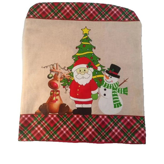 Husa Scaun Craciun, Vivimall, Model 1 Mos Craciun, Ren, Om de Zapada, 45x56cm, din Textil, Multicolor - vivimall.ro