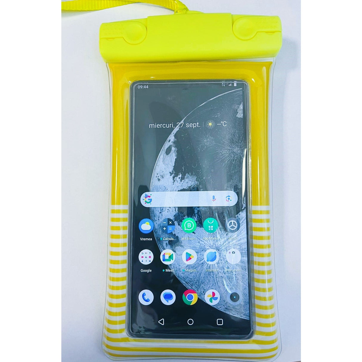 Husa subacvatica Cushion Waterproof Flippy, Snowproof, Universala, Dungata, cu Snur, pentru telefon sau documente, Galben - vivimall.ro