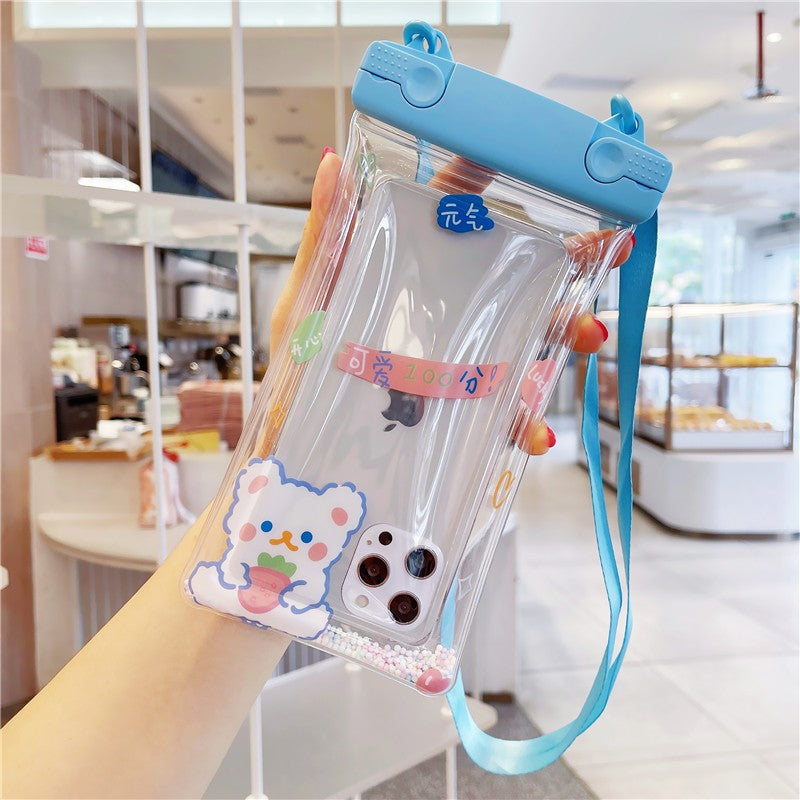 Husa subacvatica Fruity Waterproof Flippy, Snowproof, Universala, Impermeabila, cu Snur, pentru telefon sau documente, Berry Bear, Albastru - vivimall.ro