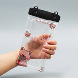 Husa subacvatica Fruity Waterproof Flippy, Snowproof, Universala, Impermeabila, cu Snur, pentru telefon sau documente, Berry Bear, Negru - vivimall.ro