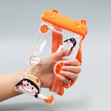 Husa subacvatica Fruity Waterproof Flippy, Snowproof, Universala, Impermeabila, cu Snur, pentru telefon sau documente, Orange Girl 2, Oranj - vivimall.ro