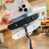 Husa subacvatica Glitter Kids Waterproof Flippy, Snowproof, Universala, cu Snur, pentru telefon sau documente, Peach, Alb - vivimall.ro