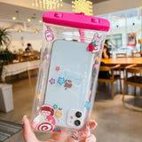 Husa subacvatica Glitter Kids Waterproof Flippy, Snowproof, Universala, cu Snur, pentru telefon sau documente, Sweet Girl, Roz - vivimall.ro