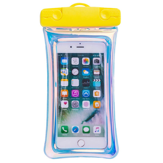 Husa subacvatica Holografica Waterproof Vivimall, Snowproof, Universala, Impermeabila, cu Snur, pentru telefon sau documente, Galben - vivimall.ro