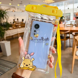 Husa subacvatica Kids Waterproof Flippy, Snowproof, Universala, cu Snur, pentru telefon sau documente, Bear, Galben - vivimall.ro